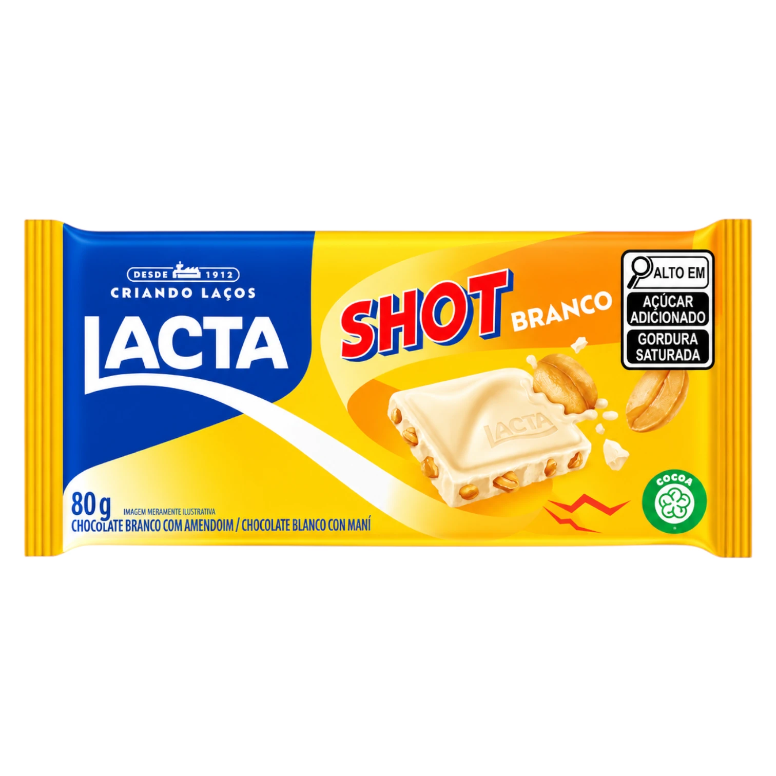 Barra De Chocolate Lacta Shot Branco 80G